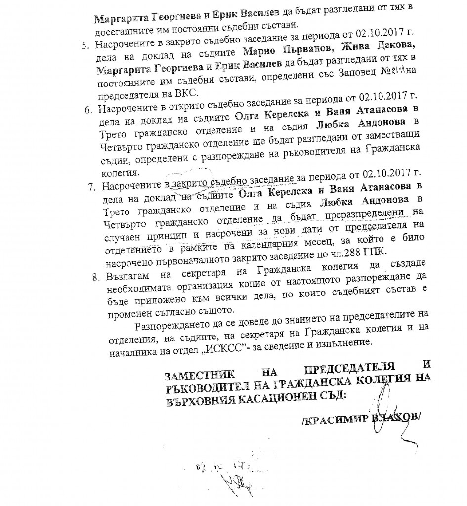 ВЪВ ВКС СЪС ЗАПОВЕДИ НАРУШАВАТ ТОТАЛНО ПРИНЦИПА НА СЛУЧАЙНО РАЗПРЕДЕЛЕНИЕ НА ДЕЛАТА! ВКС